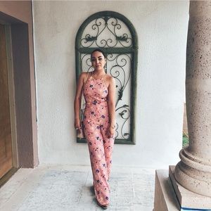 Pink floral jumpsuit